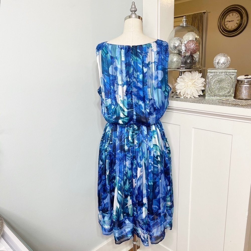 Luxe by Carmen Marc Valvo Blue Floral Party Dress 16 - Picture 5 of 10